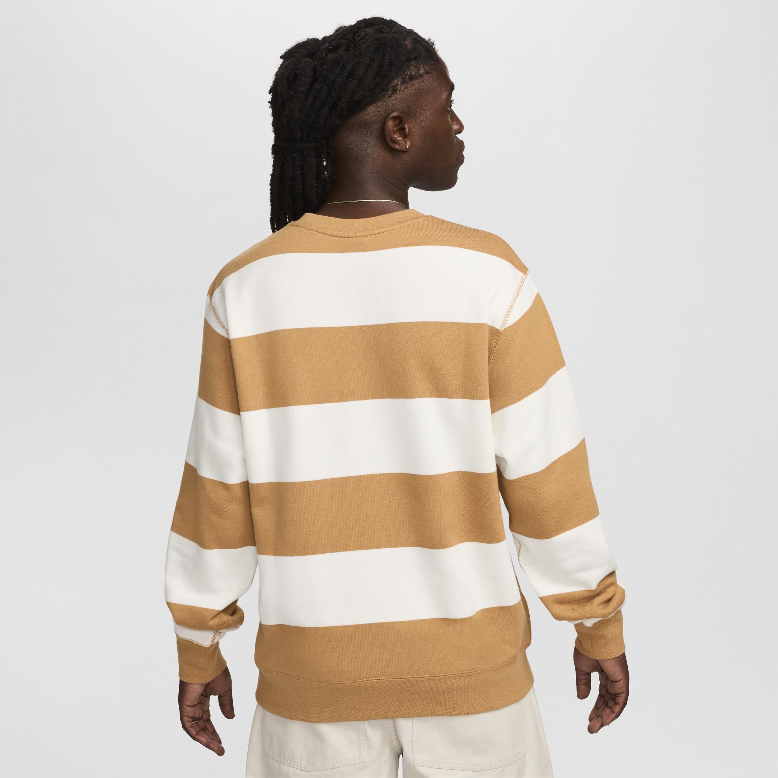 Nike Mens Club Fleece Striped Heavyweight French Terry Crew Product Image