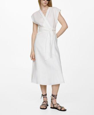 Women's Bow Linen-Blend Dress Product Image