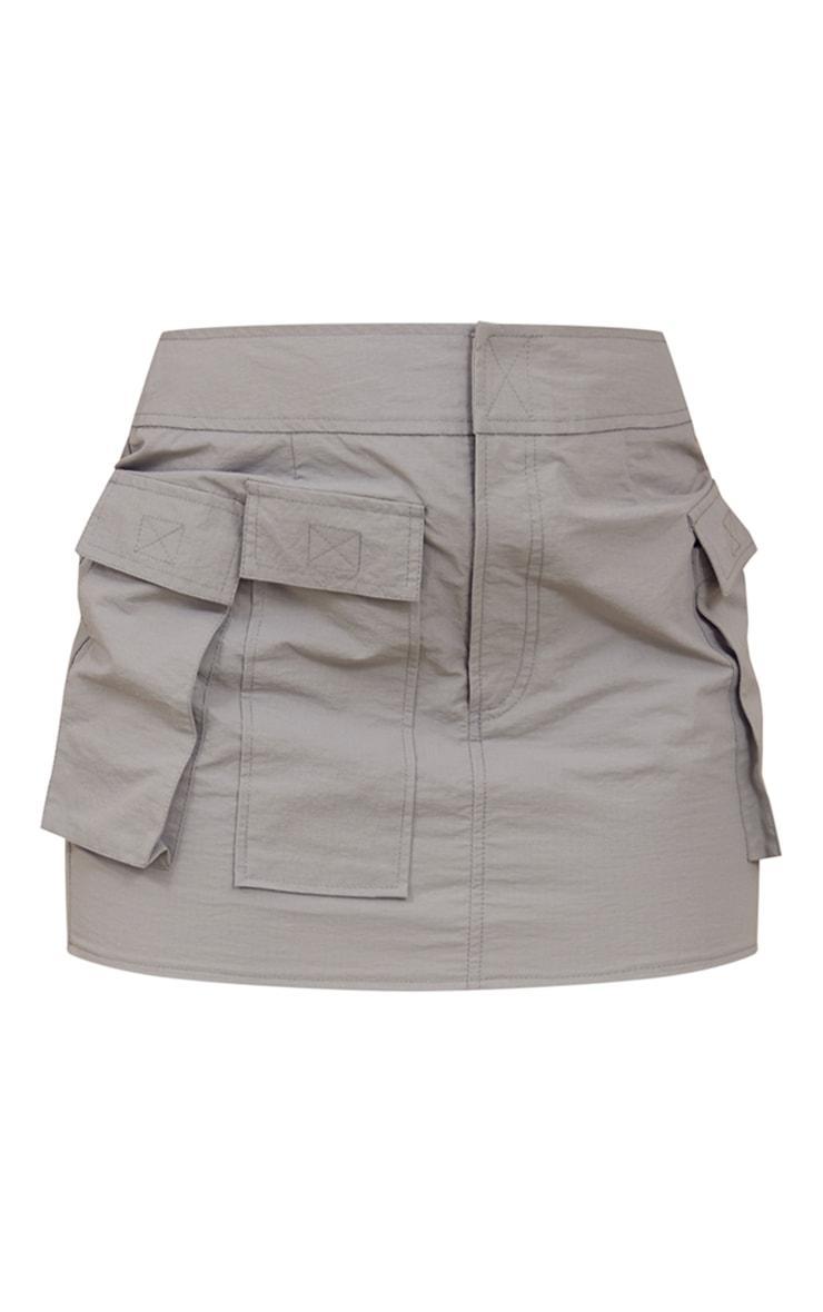 Light Grey Ripstop Pocket Cargo Mini Skirt Product Image