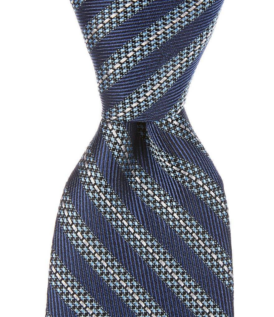 Cremieux Linked Stripe 3#double; Woven Silk Tie Product Image