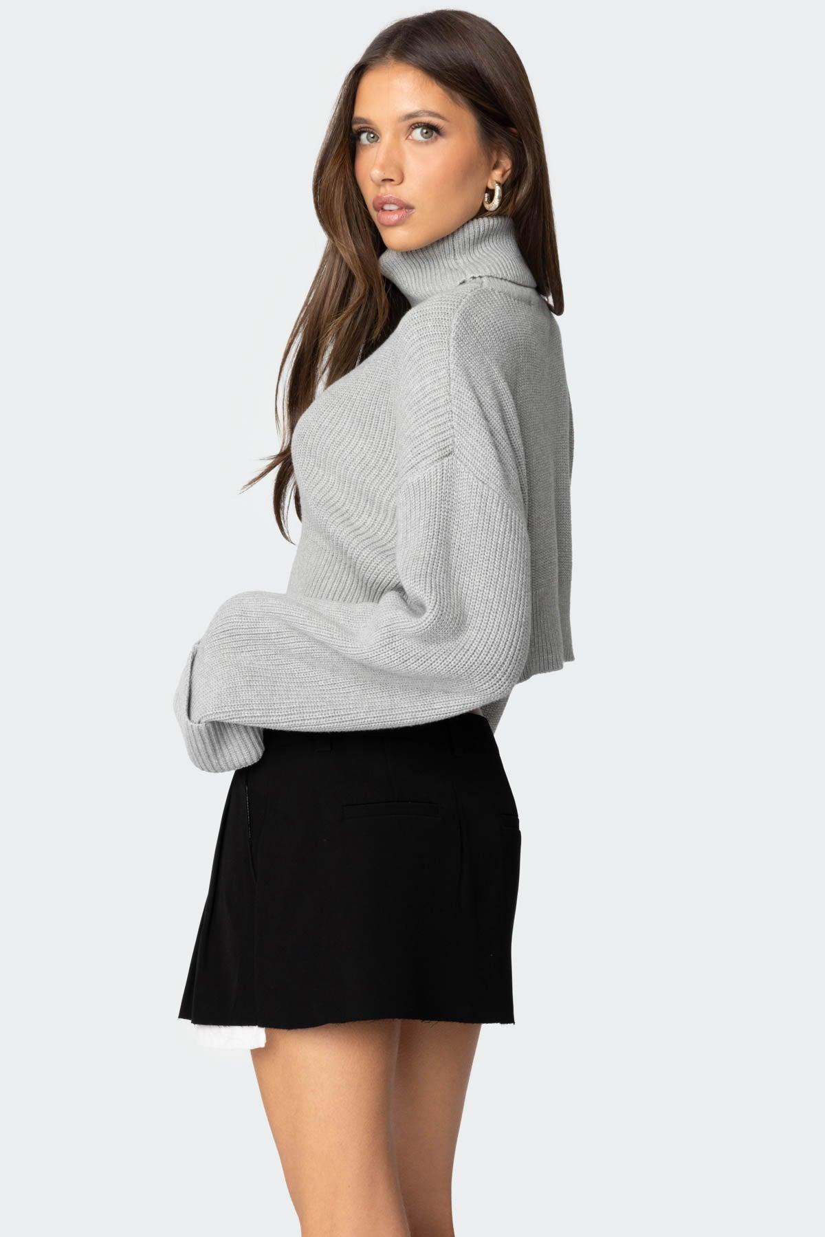 Oversized Turtle Neck Cropped Sweater Product Image