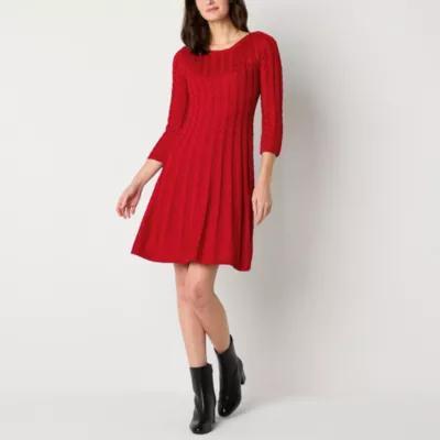 Jessica Howard Womens 3/4 Sleeve Sweater Dress Product Image