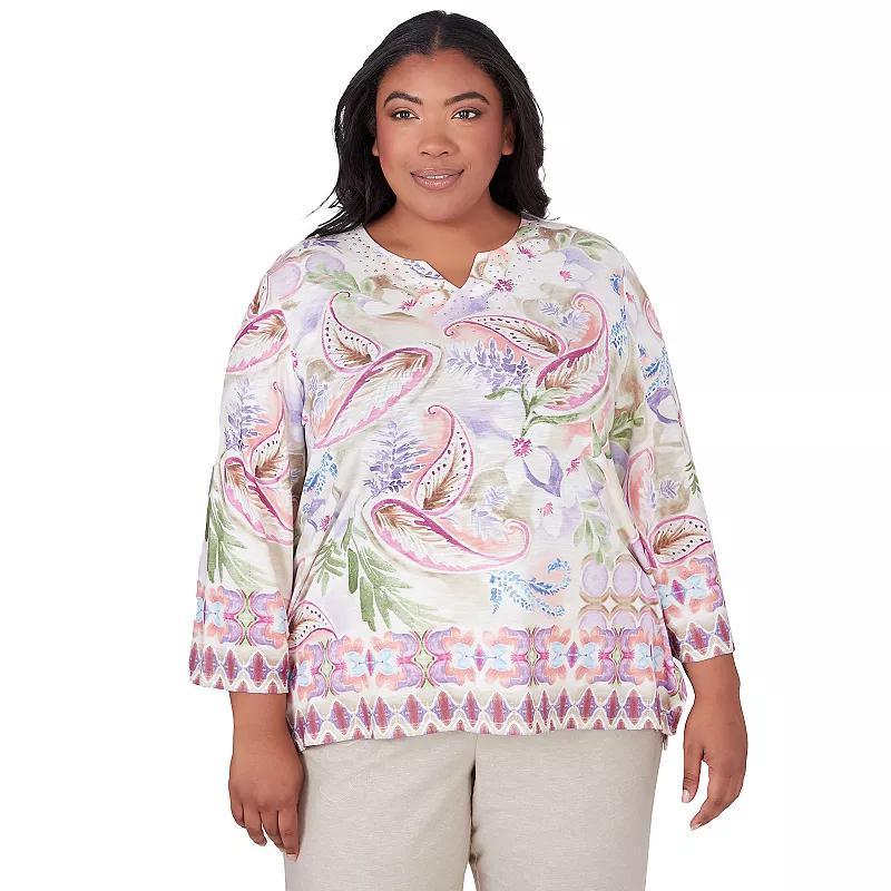 Plus Size Alfred Dunner Paisley Floral Border Top, Womens Product Image