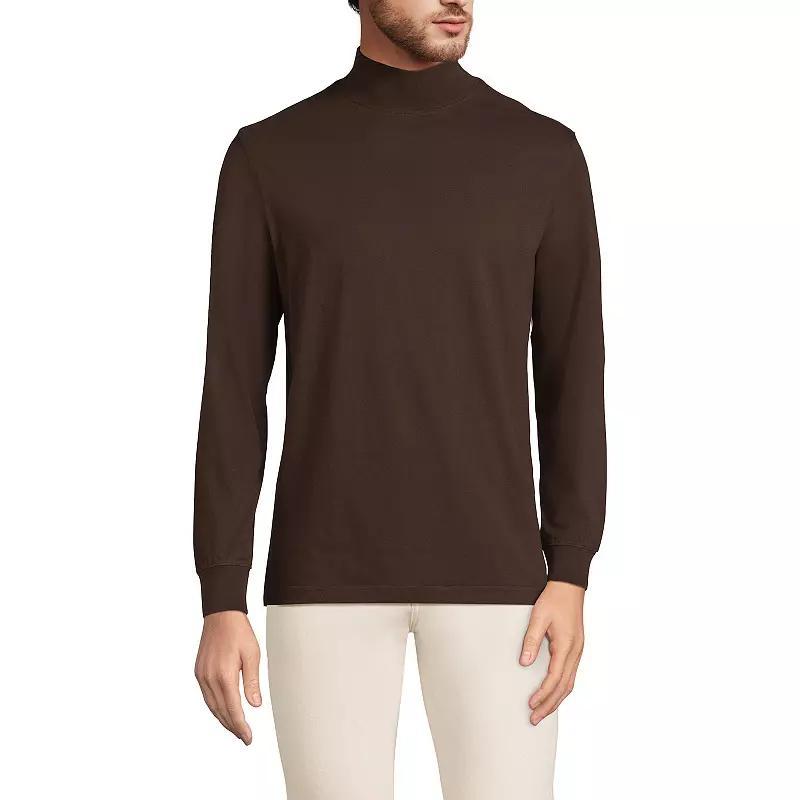 Mens Lands End Super-T Mock Turtleneck Flax Grey Product Image