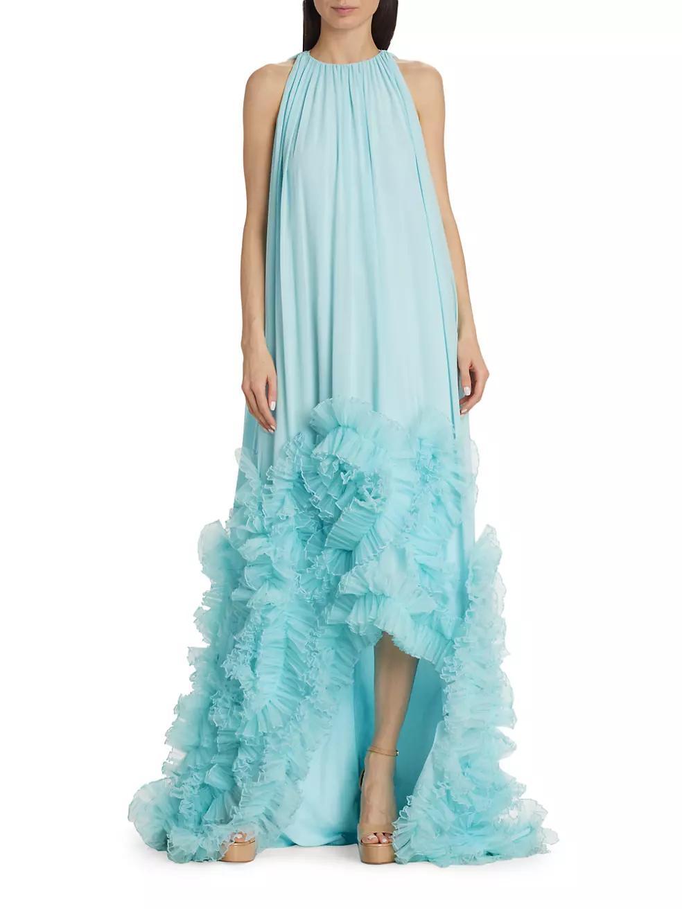 Sleeveless Ruffled Hi-Low Gown Product Image