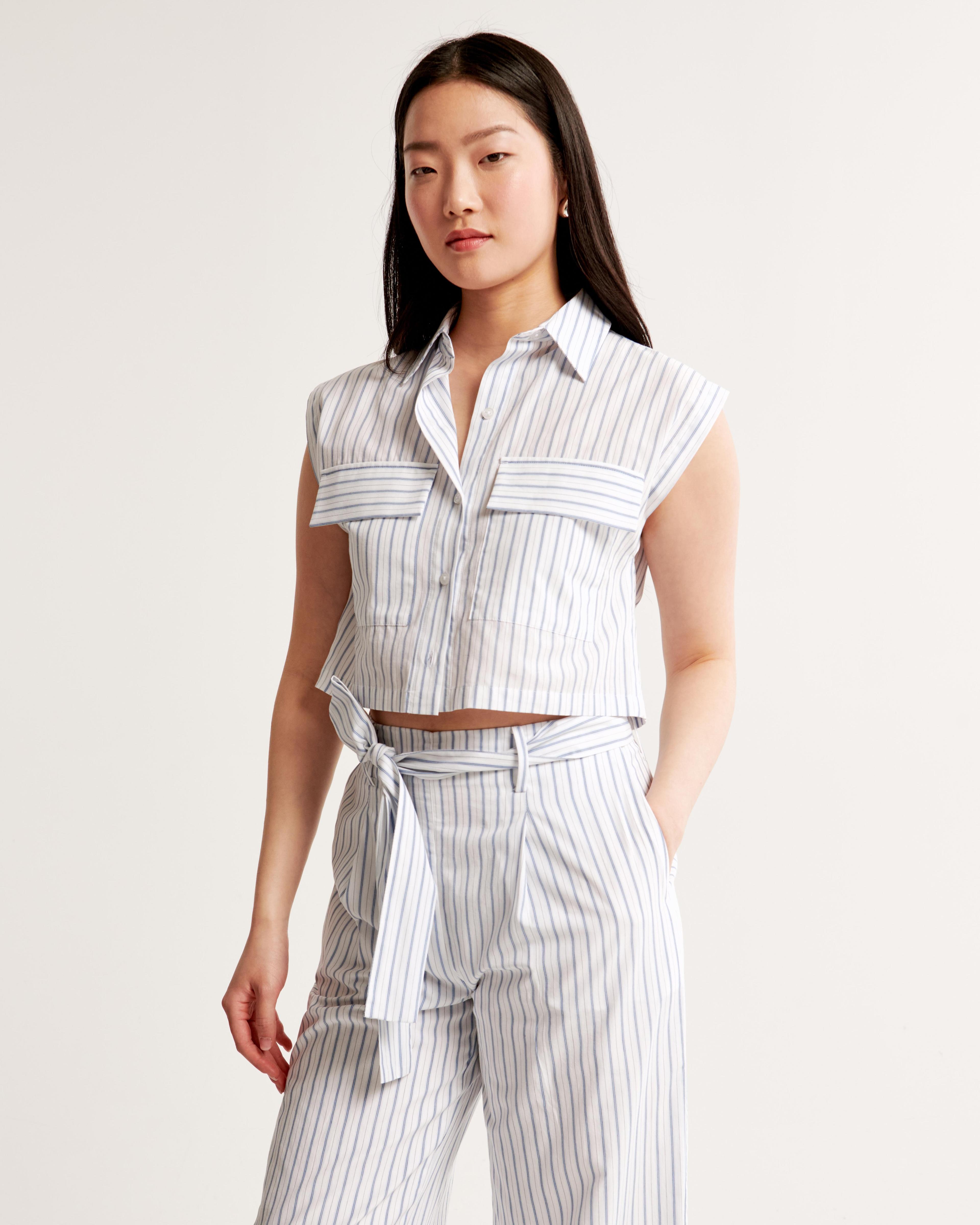 Cropped Sleeveless Utility Shirt Product Image