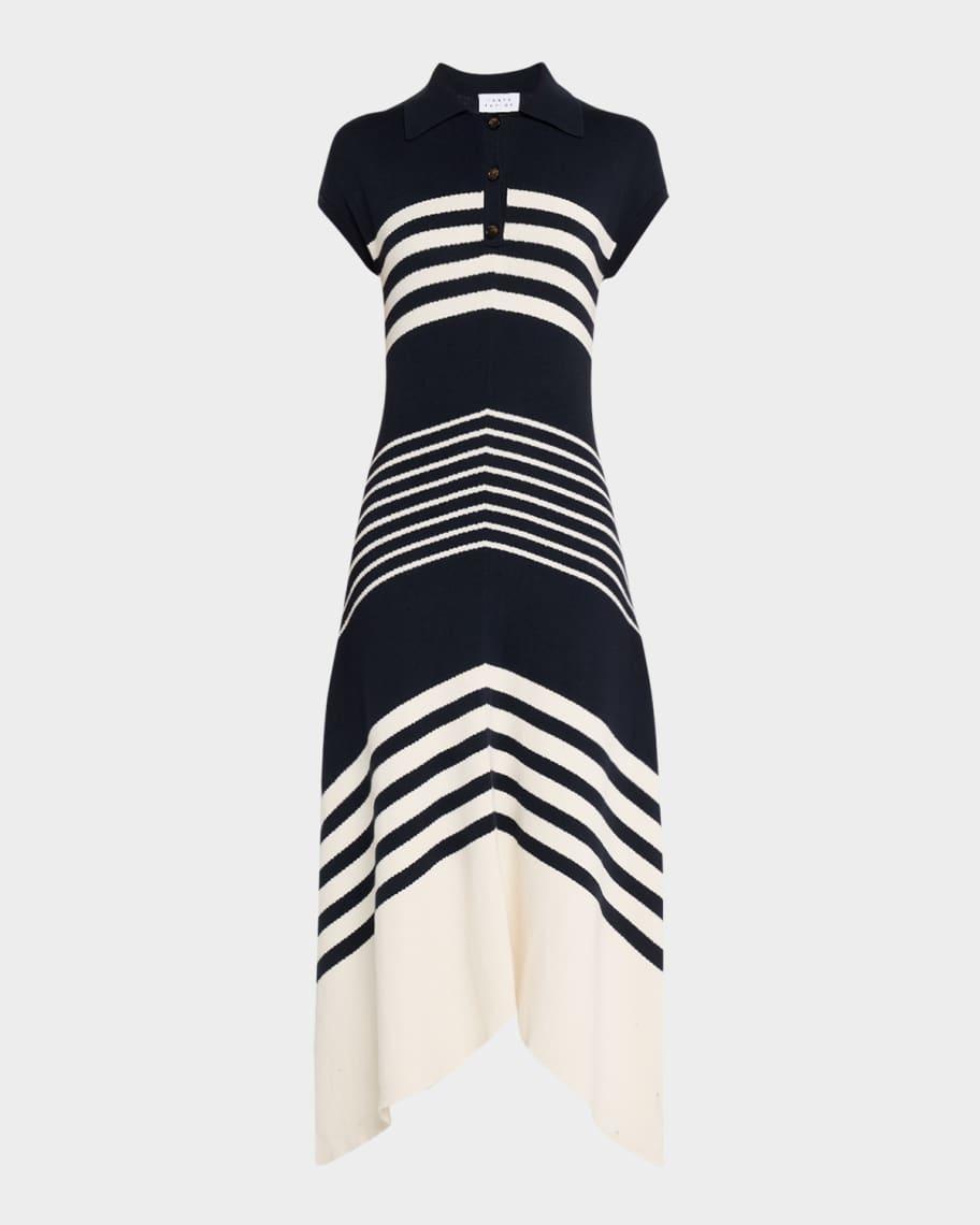 Blaine Stripe Knit Polo Dress Product Image