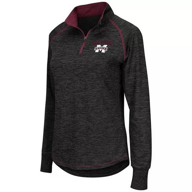 Womens Colosseum Black Mississippi State Bulldogs Bikram Lightweight Fitted Quarter-Zip Long Sleeve Top Product Image