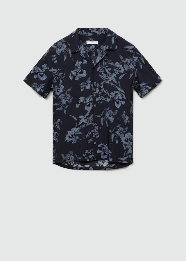 MANGO MAN - Flowy Hawaiian-print shirt greyMen Product Image