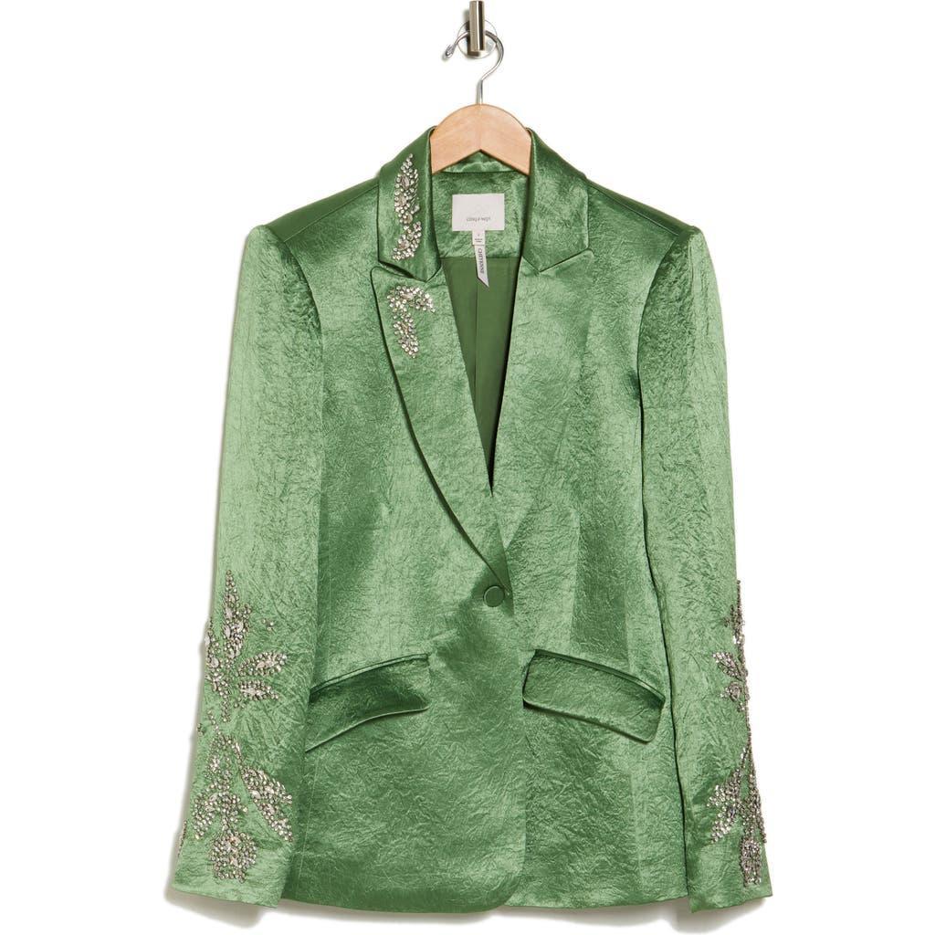 Cheyenne Crystal Detail Rumpled Satin Blazer In Bonsai Product Image