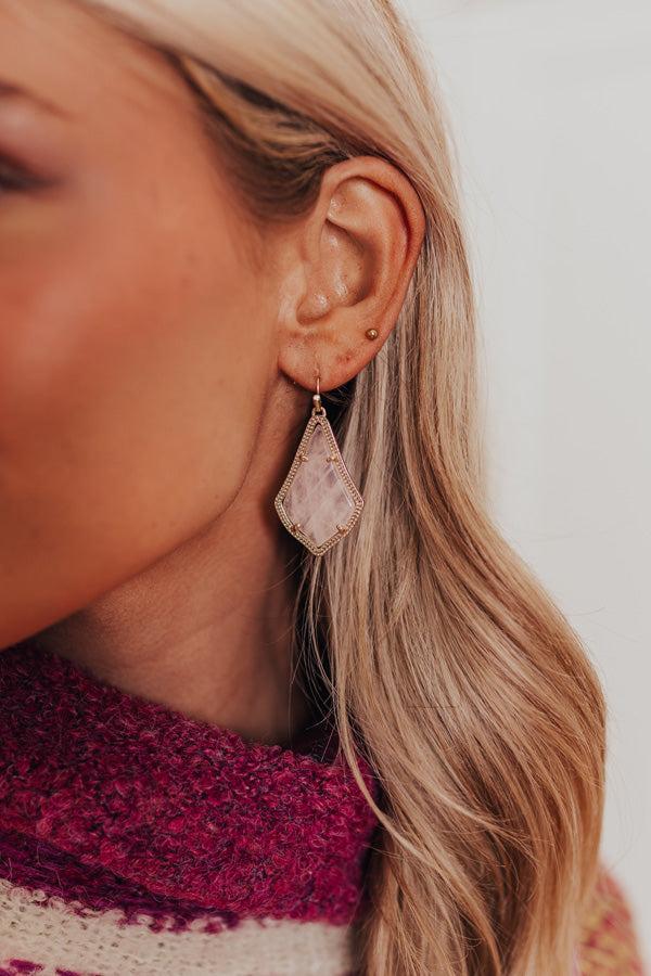 Kendra Scott Alex Gold Drop Earrings in Rose Quartz Product Image