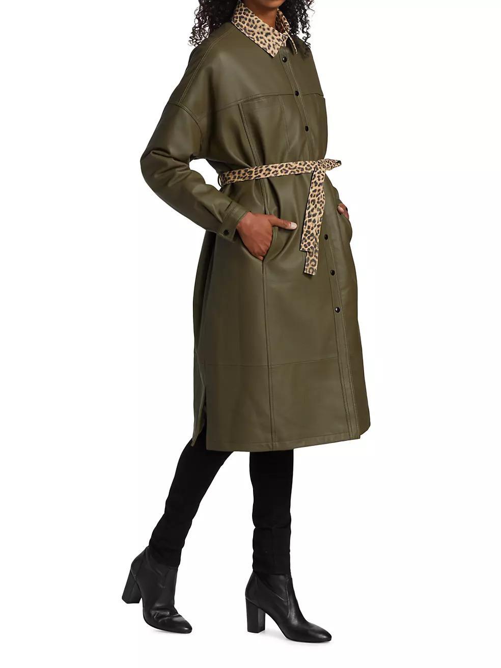 Leather Belted Trench Coat Product Image