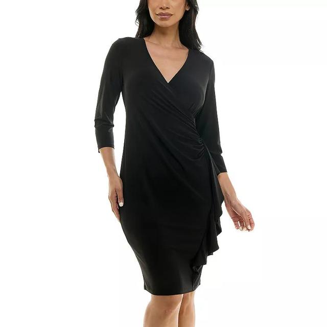 Womens Nina Leonard Faux-Wrap Ruffle Mini Dress Product Image