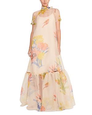 STAUD Calluna Floral Ruffle Hem Organza Gown Product Image