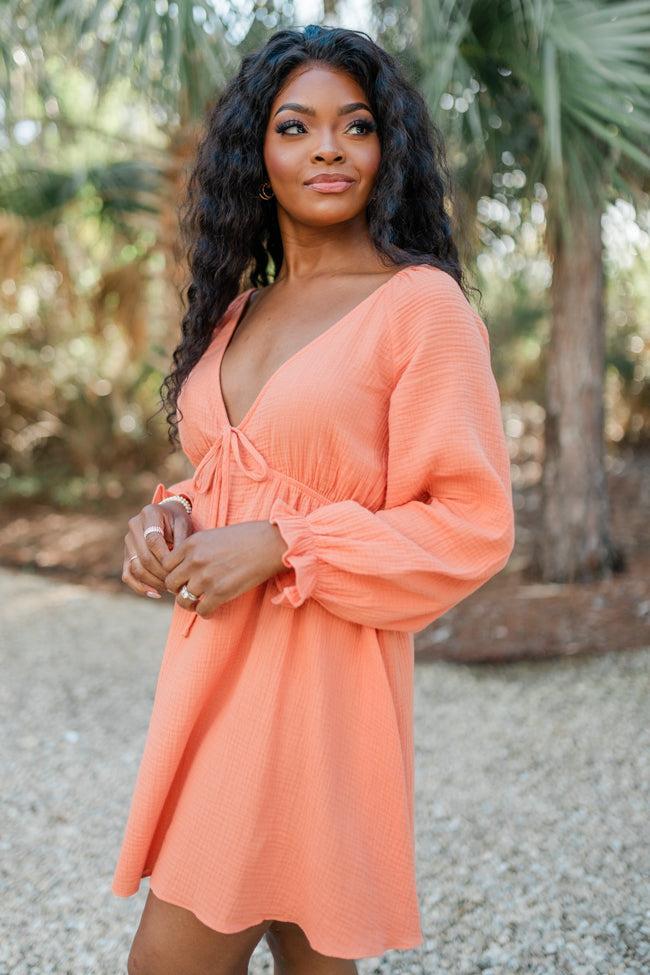 Ultimate Getaway Orange V-Neck Mini Dress FINAL SALE Product Image