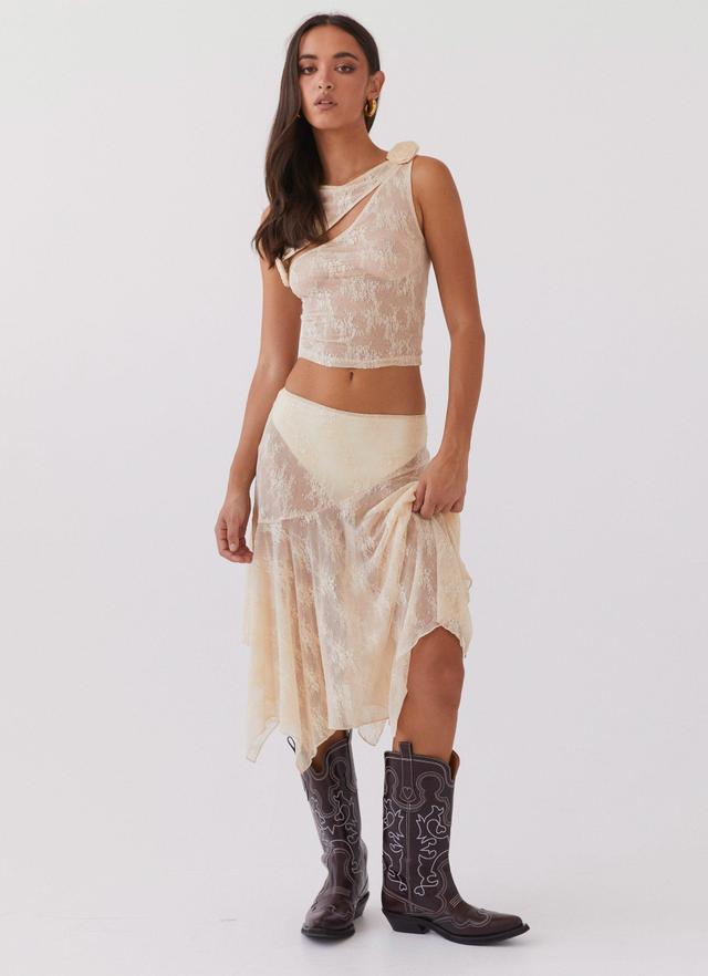 Nakia Lace Midi Skirt - Ivory Product Image