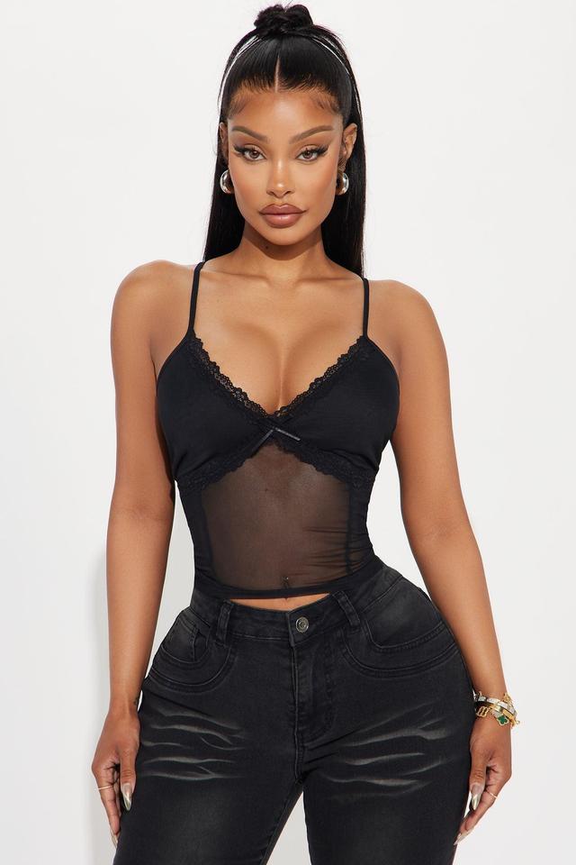 Regina Lace Mesh Top - Black Product Image