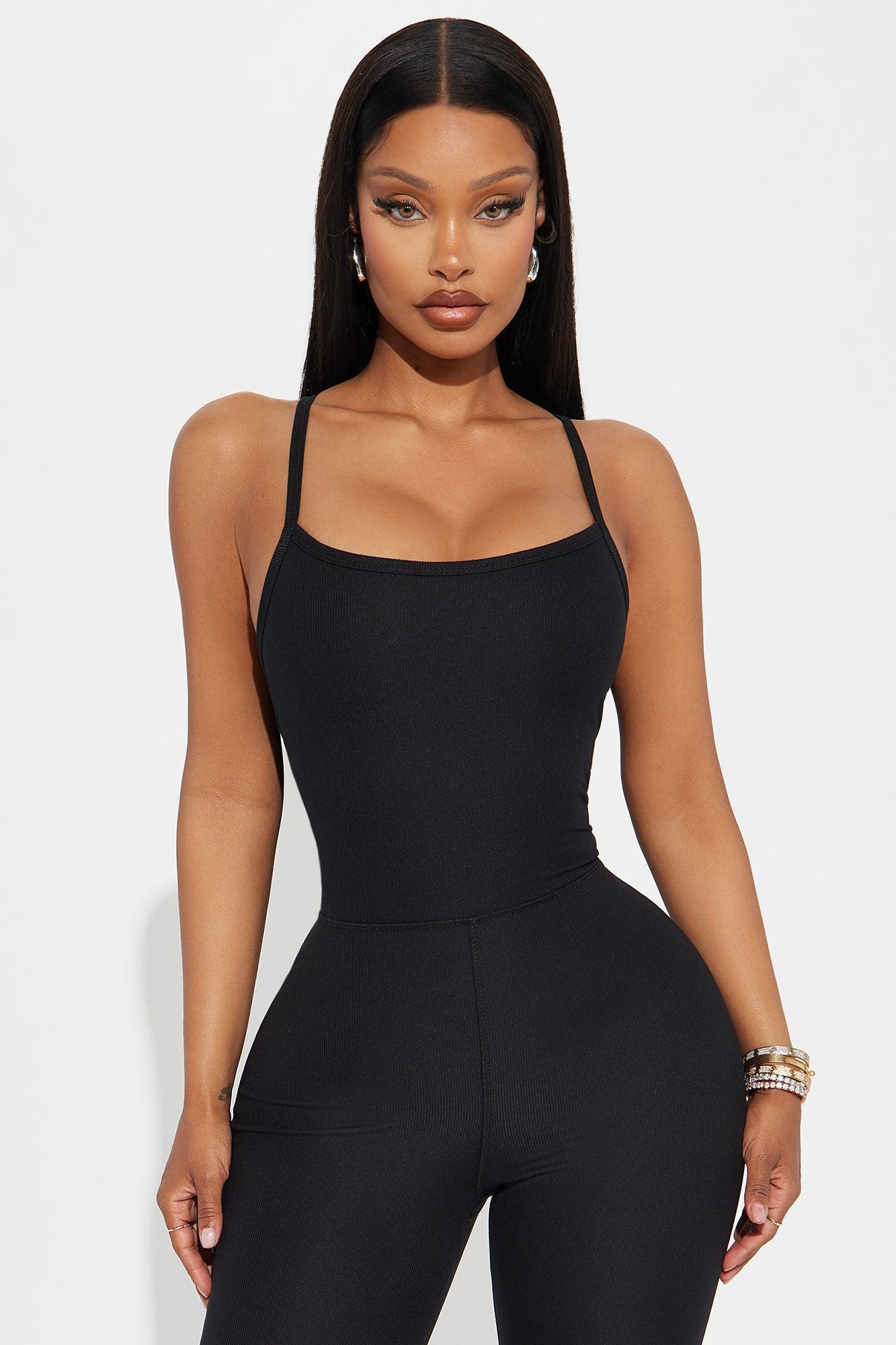 Unbothered Seamless Jumpsuit Set - Black Product Image