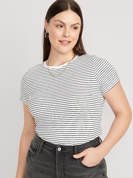 Striped Slim-Fit Crop T-Shirt Product Image