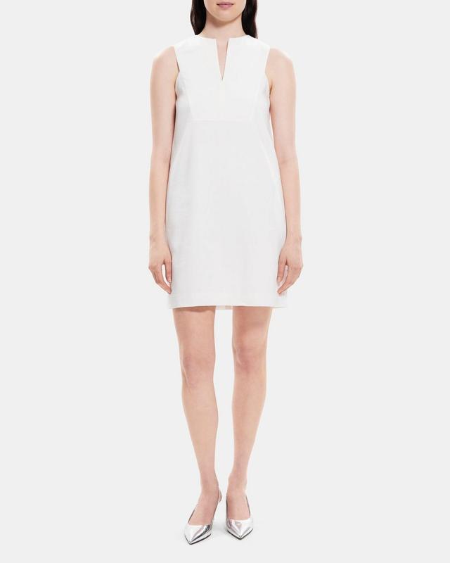 Slit Shift Dress in Linen-Blend Product Image