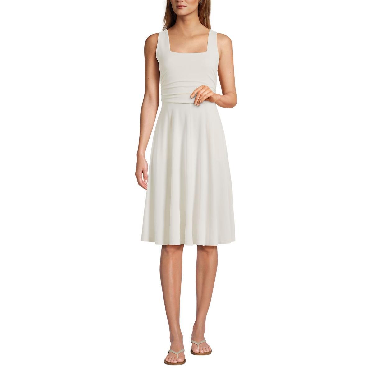 Womens Lands End Cupro Fit & Flare Dress Product Image