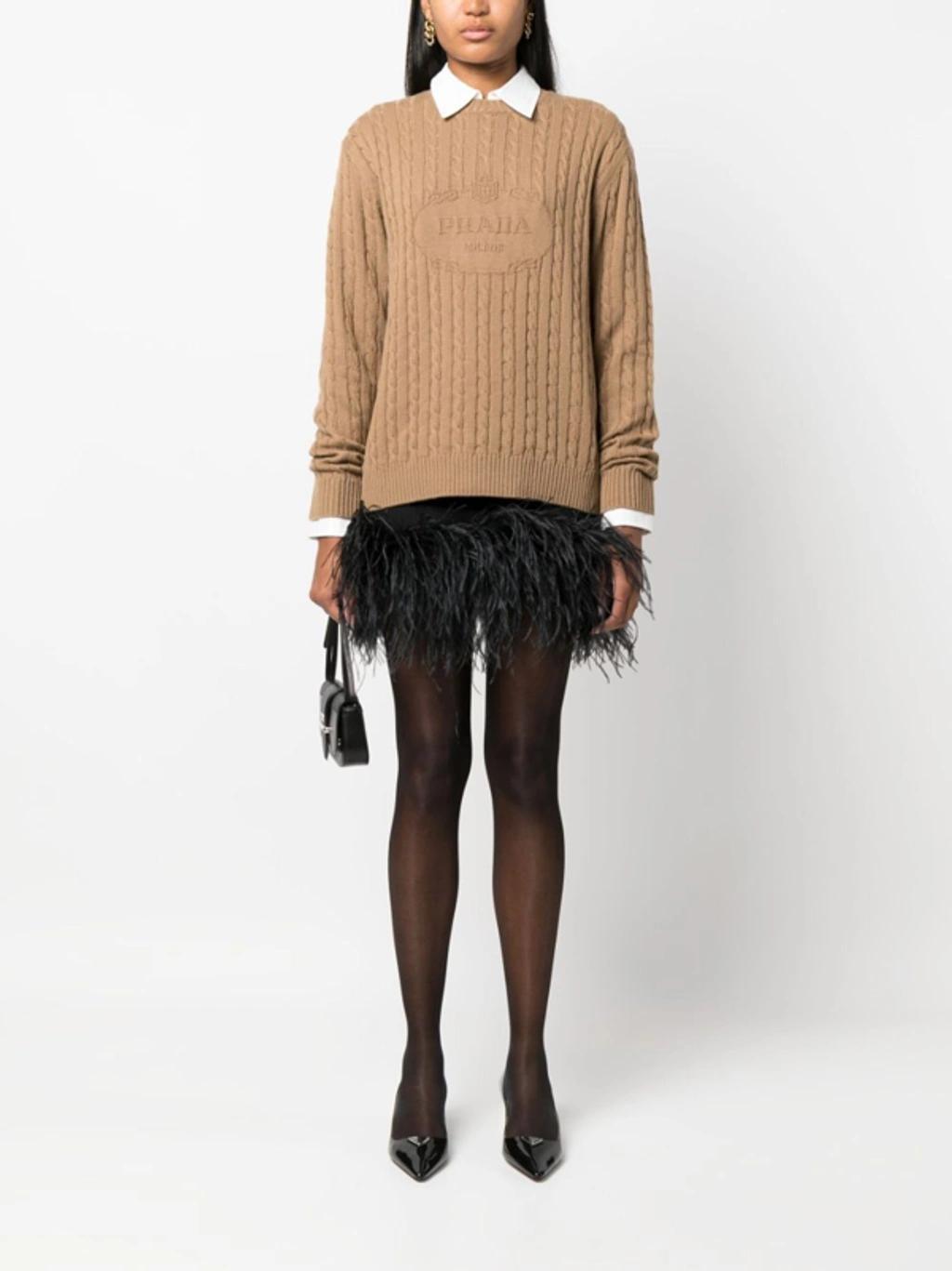 Logo-knit Cashmere Sweater In Brown Product Image