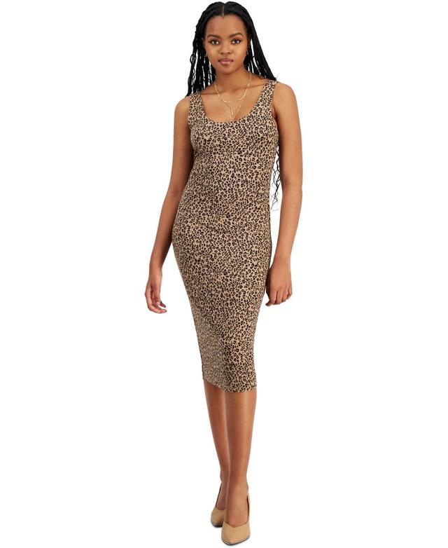 Bar Iii Womens Cheetah-Print Jersey Midi Dress, Created for Macys Product Image