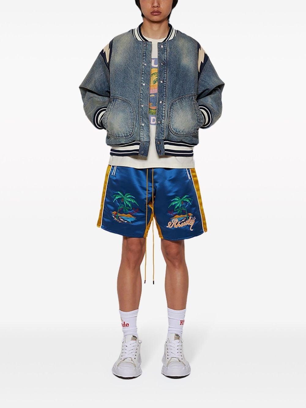 Blue Lightning Bomber Jacket In Dark Indigo Product Image