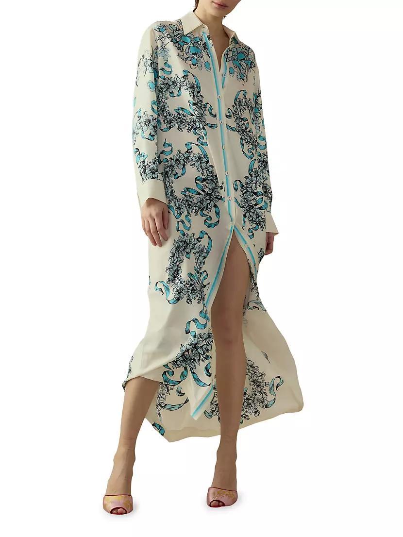 Floral Silk Shirt Dress Product Image