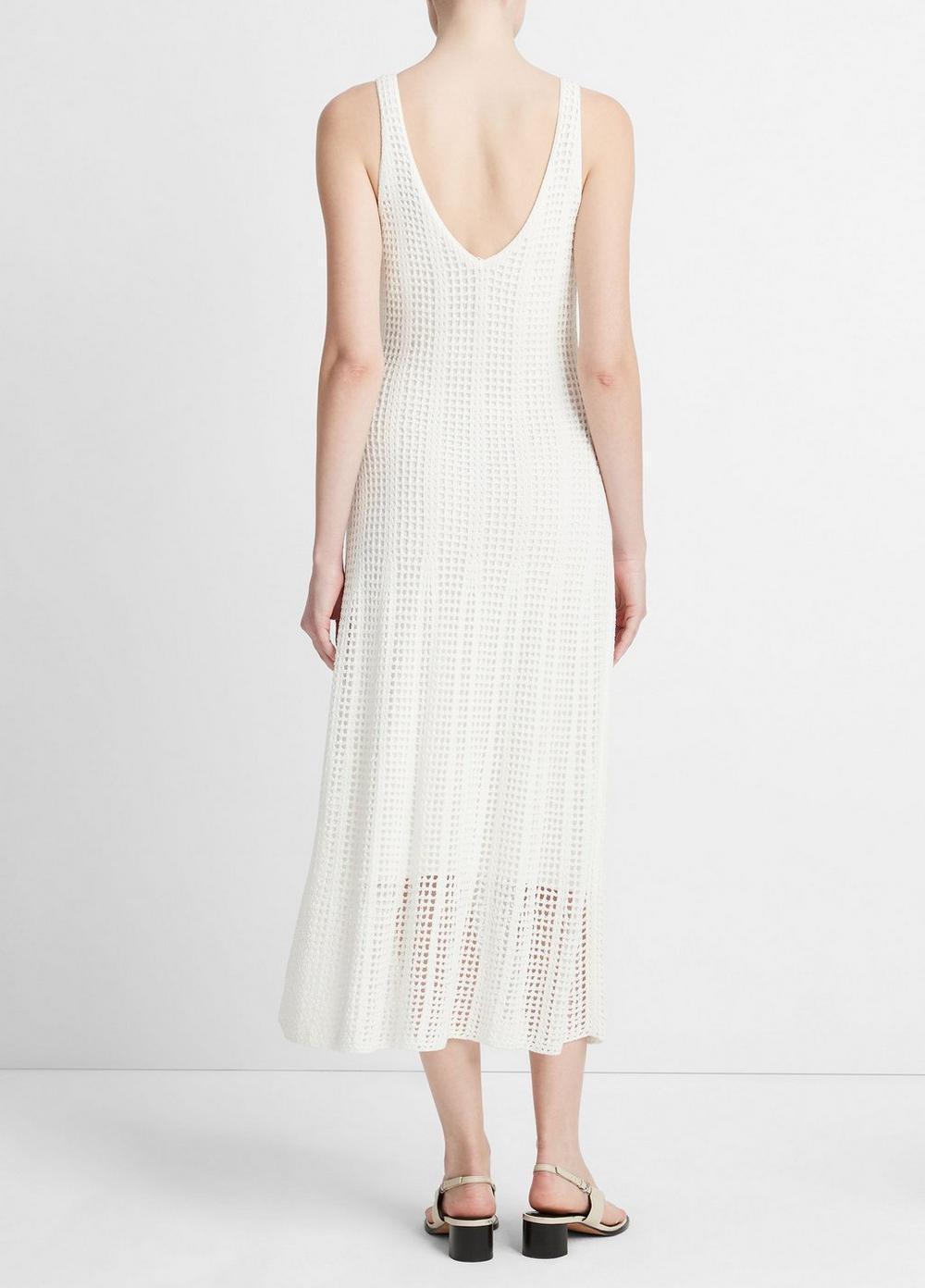 Cotton Mesh-Grid Godet Dress Product Image