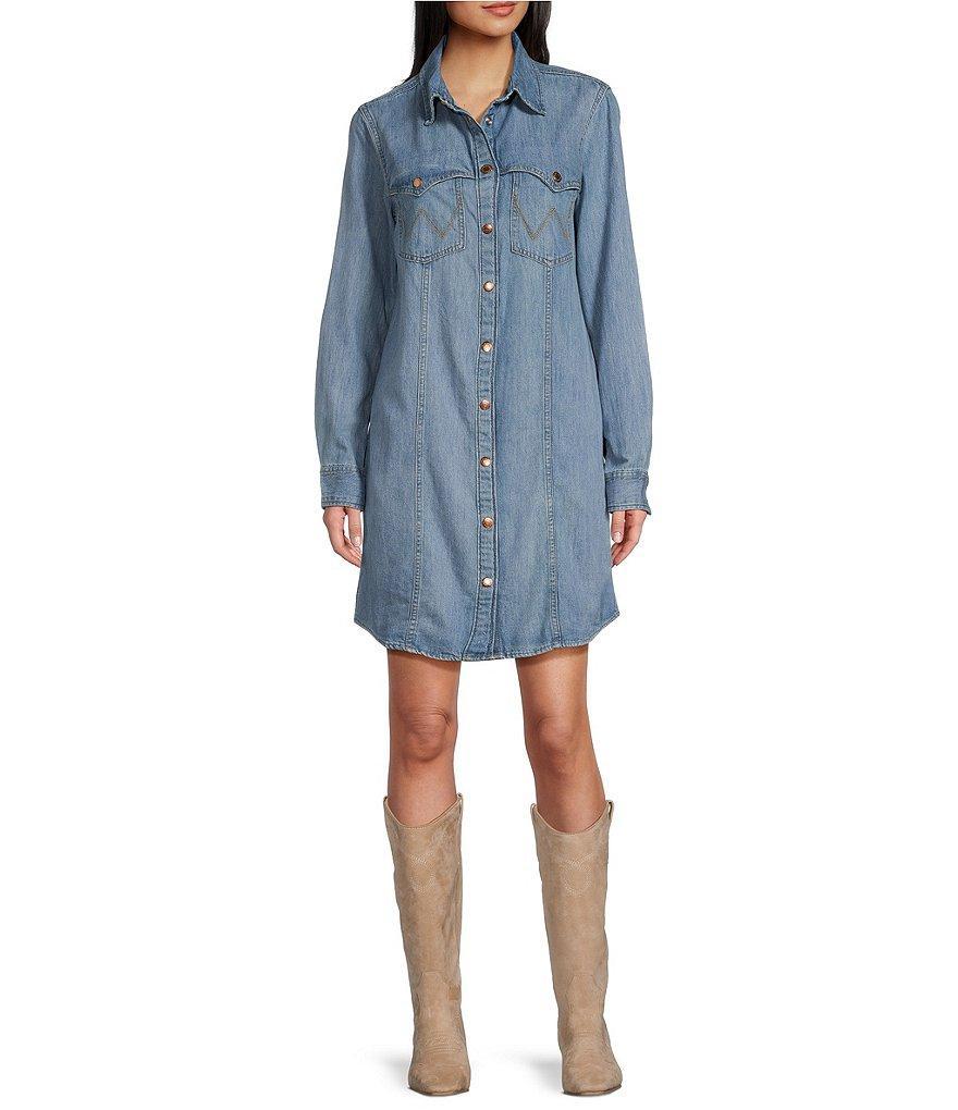 Wrangler® Long Sleeve Denim Shirt Dress Product Image