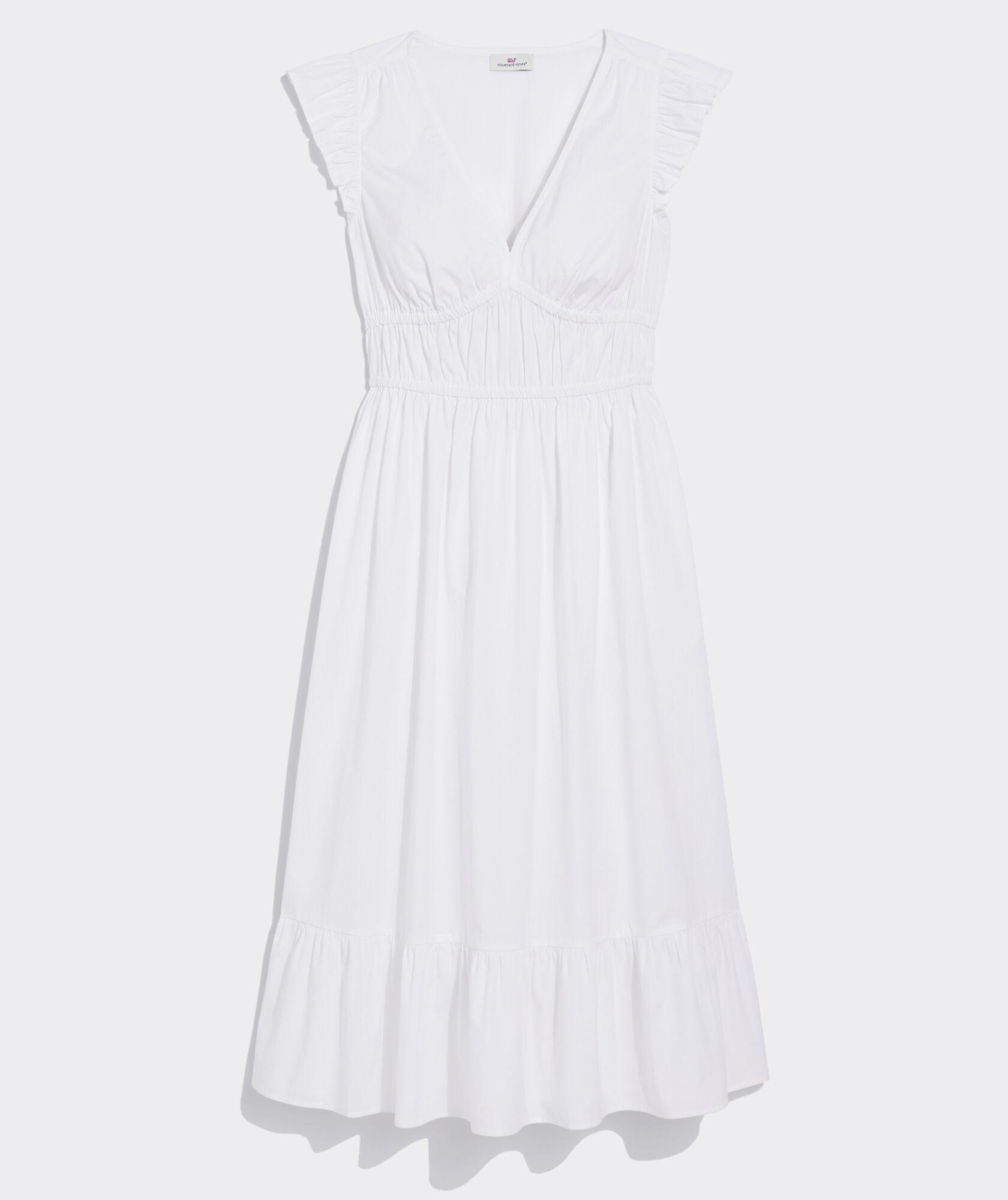 Marina Poplin Flutter-Sleeve Midi Dress Product Image