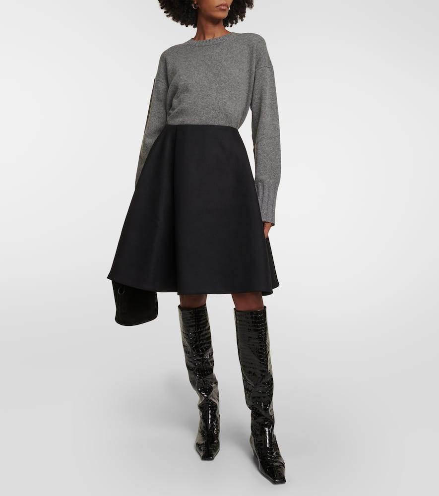 Farla Wool-blend Midi Skirt In 200 Black Product Image