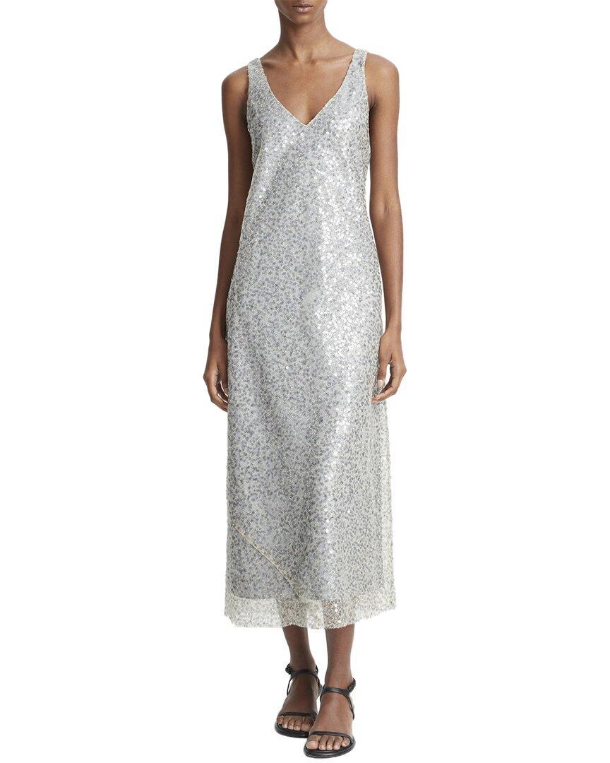 VINCE Lucite Metallic Sequin Slip Dress In Grey Product Image