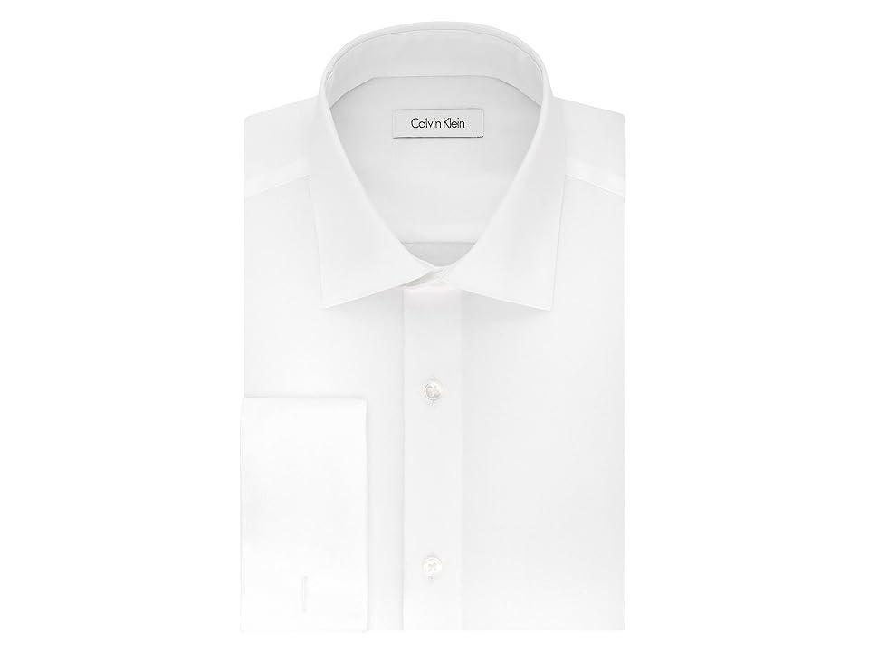 Calvin Klein Men's Dress Shirt Regular Fit Non Iron Herringbone French Cuff Men's Long Sleeve Button Up Product Image