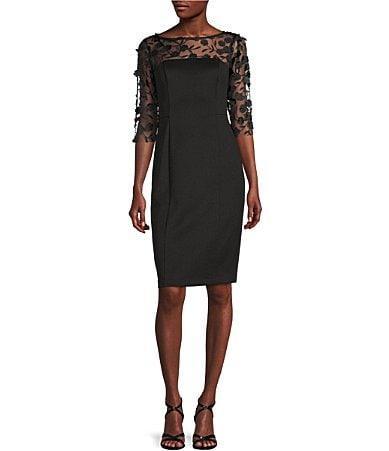 Eliza J Social Lace Sleeve Scuba Dress Product Image