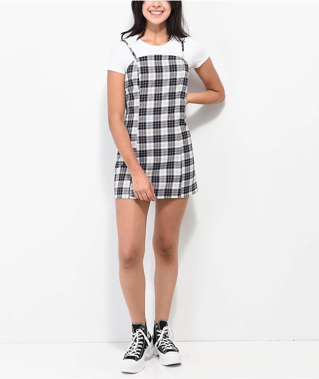 Empyre Dia Black & White Plaid Mini Dress Product Image