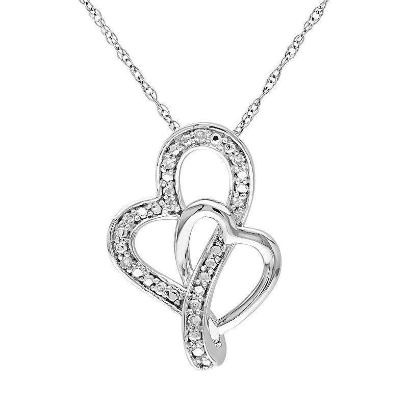 Stella Grace Diamond Accent 10k White Gold Double Heart Pendant Necklace, Womens Product Image