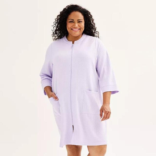 Plus Size Croft & Barrow Quilted Zip Front Robe, Womens Product Image