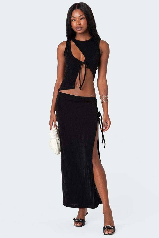 Goldie Slitted Drawstring Maxi Skirt Product Image