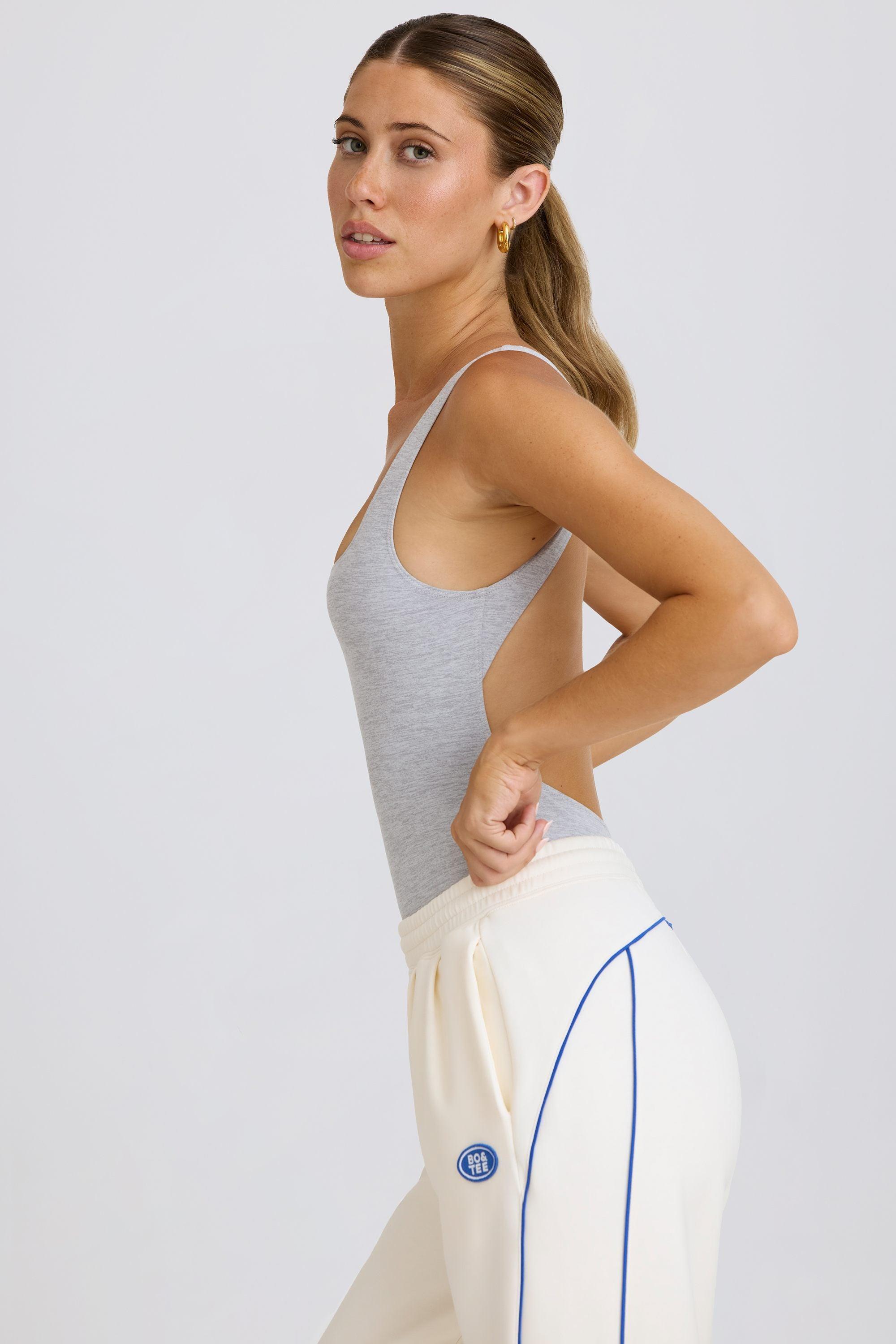 Soft Active Open-Back Bodysuit in Grey Marl Product Image