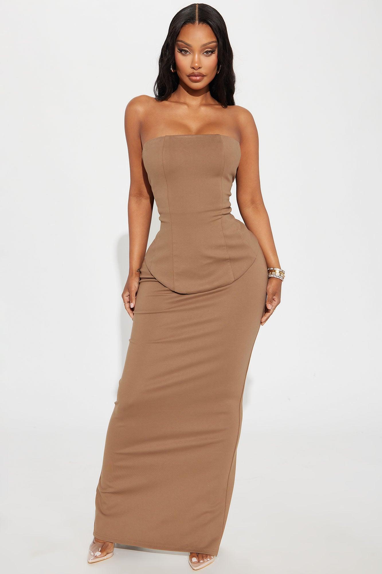 Meredith Strapless Maxi Dress - Mocha Product Image