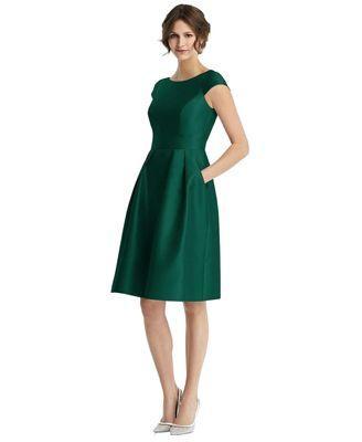 Womens Cap Sleeve Pleated Cocktail Dress with Pockets Product Image