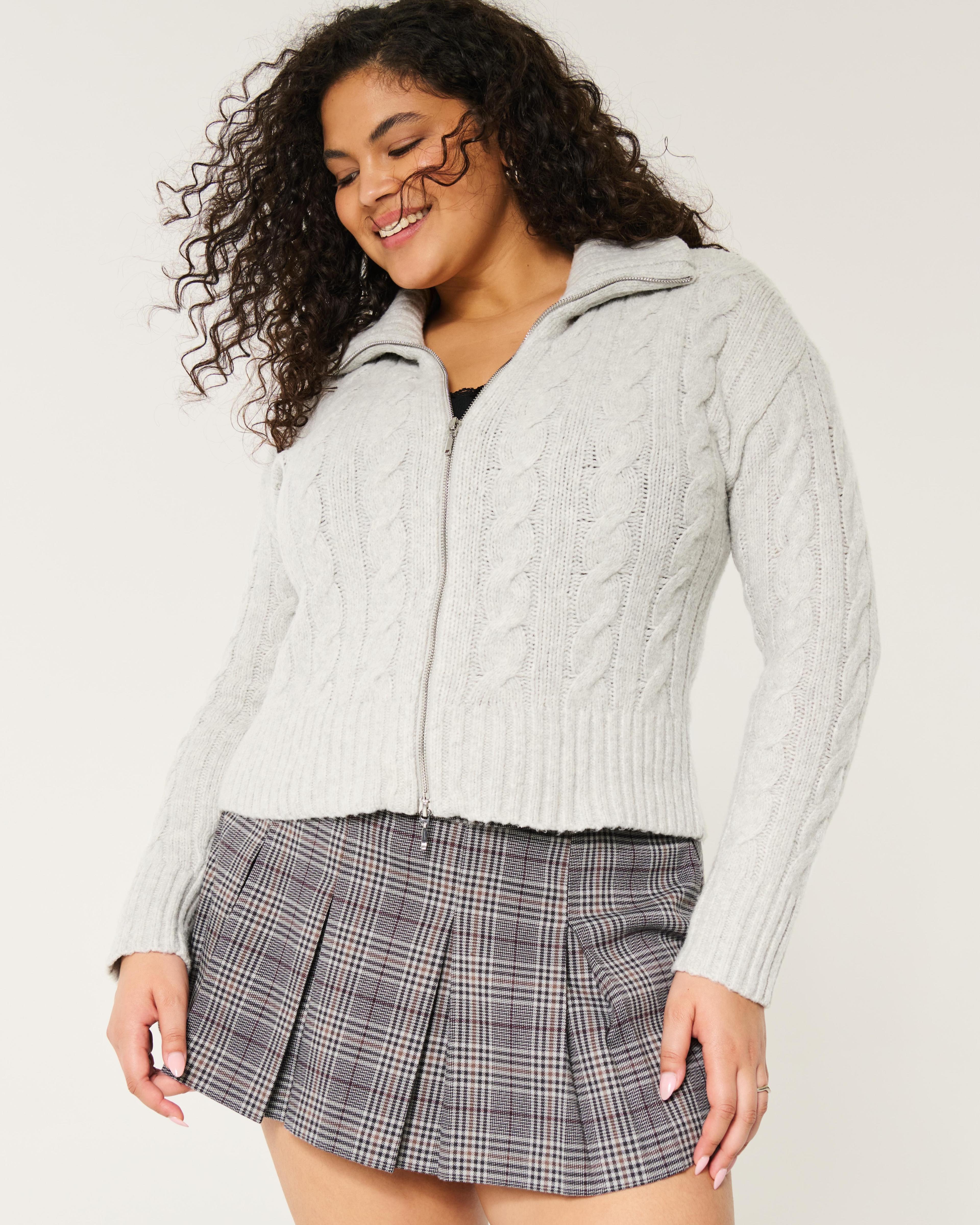 Hollister Comfy Cloud Zip-Up Cable-Knit Sweater Product Image