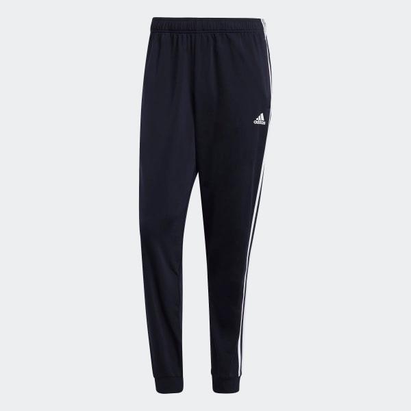 adidas Mens Essentials Warm-Up Tapered 3-Stripes Track Pants - Black/Black Product Image