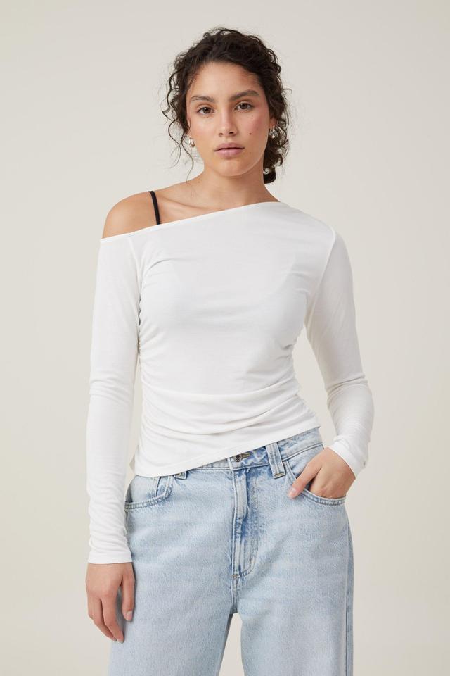 Cotton On Women - Gabby Off The Shoulder Long Sleeve Top - Natural white Product Image