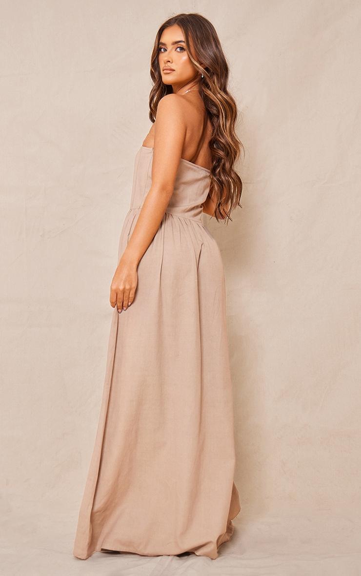 Stone Linen Look Corset Bandeau Maxi Dress Product Image