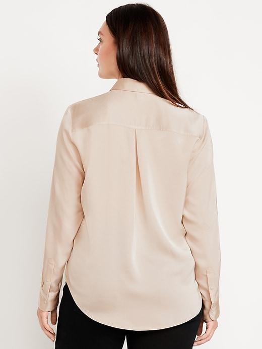 Classic Button-Down Satin Shirt Product Image