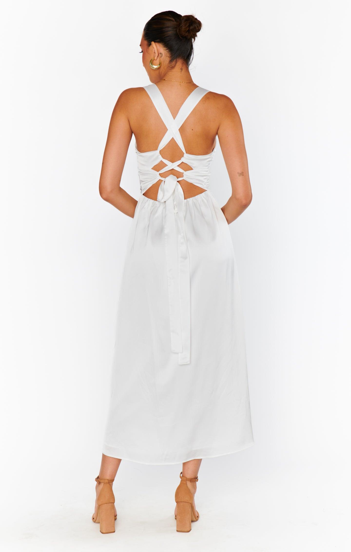 Mina Midi Dress ~ Ivory Luxe Satin Product Image