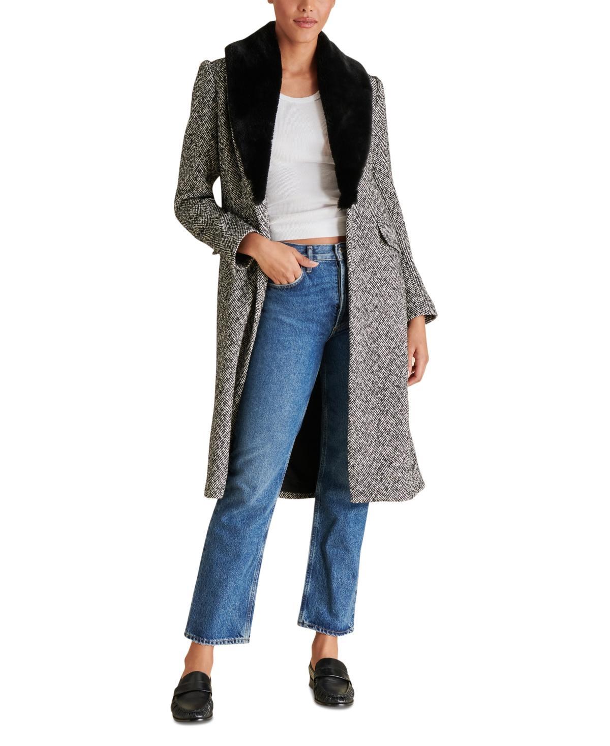 Steve Madden Womens Dienne Faux-Fur-Trim Coat product image